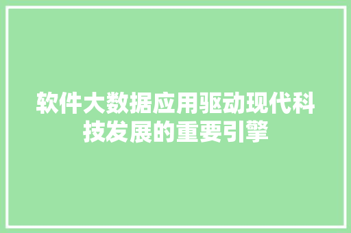 软件大数据应用驱动现代科技发展的重要引擎