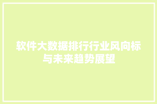 软件大数据排行行业风向标与未来趋势展望