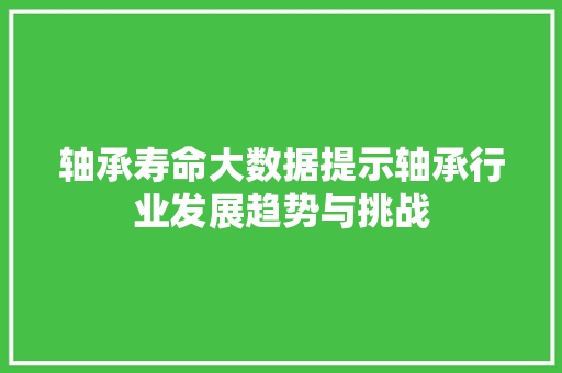 轴承寿命大数据提示轴承行业发展趋势与挑战