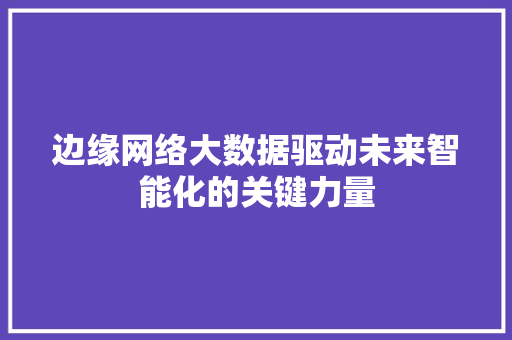 边缘网络大数据驱动未来智能化的关键力量