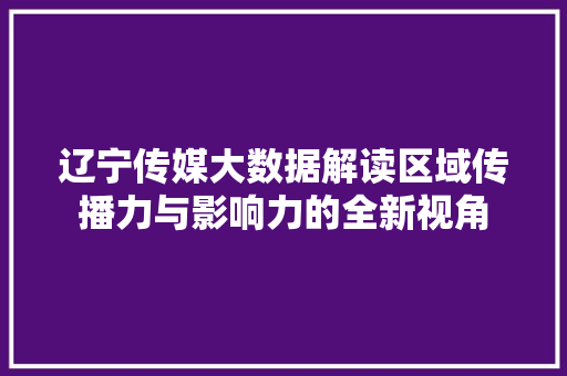 辽宁传媒大数据解读区域传播力与影响力的全新视角