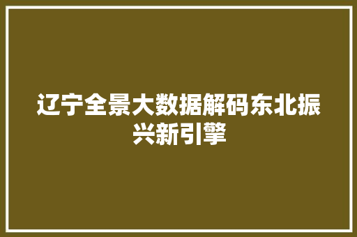 辽宁全景大数据解码东北振兴新引擎  第1张