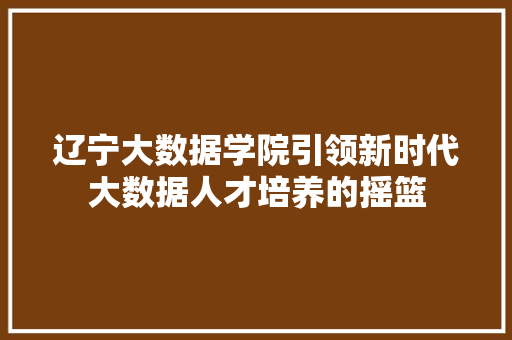 辽宁大数据学院引领新时代大数据人才培养的摇篮