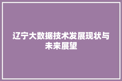 辽宁大数据技术发展现状与未来展望  第1张