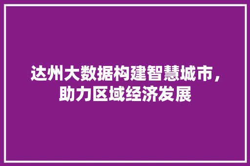 达州大数据构建智慧城市，助力区域经济发展