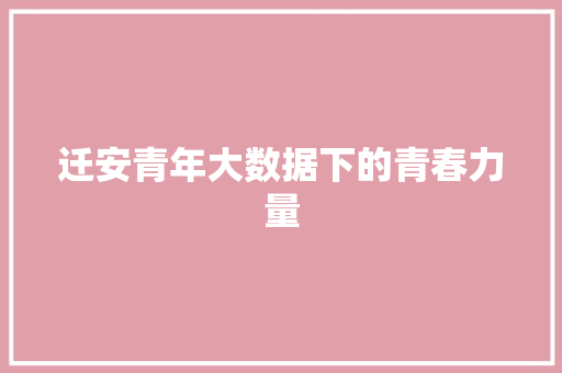 迁安青年大数据下的青春力量  第1张