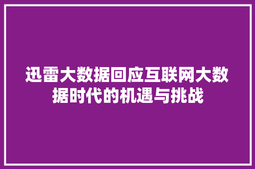 迅雷大数据回应互联网大数据时代的机遇与挑战  第1张