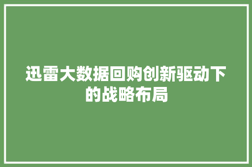迅雷大数据回购创新驱动下的战略布局  第1张