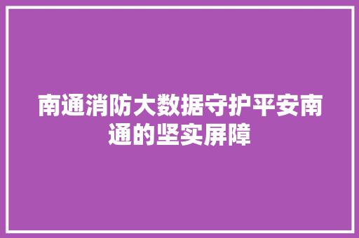 南通消防大数据守护平安南通的坚实屏障  第1张