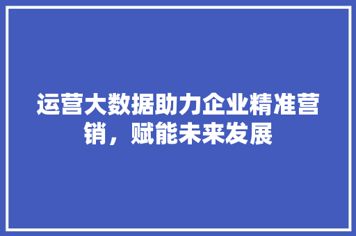 运营大数据助力企业精准营销，赋能未来发展