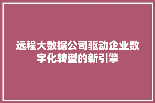 远程大数据公司驱动企业数字化转型的新引擎