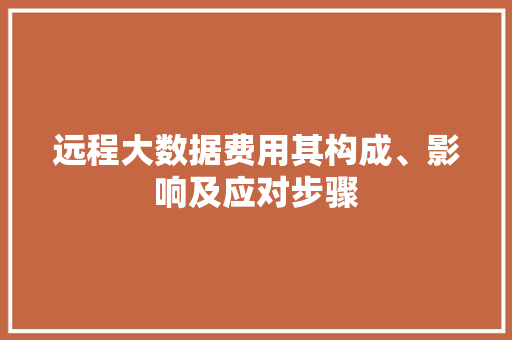 远程大数据费用其构成、影响及应对步骤  第1张