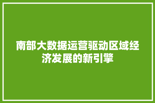 南部大数据运营驱动区域经济发展的新引擎  第1张