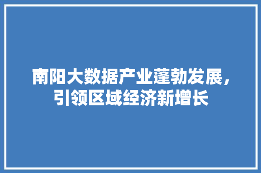 南阳大数据产业蓬勃发展，引领区域经济新增长