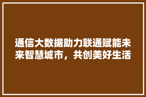 通信大数据助力联通赋能未来智慧城市，共创美好生活