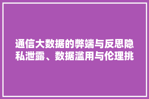 通信大数据的弊端与反思隐私泄露、数据滥用与伦理挑战  第1张