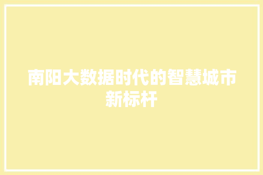 南阳大数据时代的智慧城市新标杆  第1张