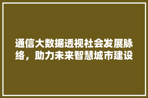 通信大数据透视社会发展脉络，助力未来智慧城市建设  第1张