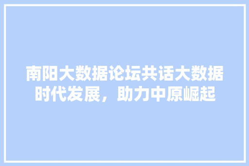 南阳大数据论坛共话大数据时代发展，助力中原崛起