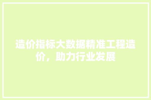 造价指标大数据精准工程造价，助力行业发展  第1张