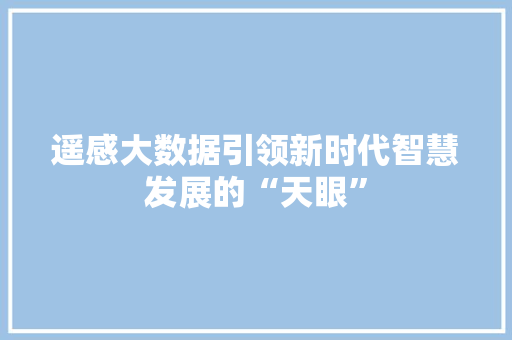 遥感大数据引领新时代智慧发展的“天眼”  第1张