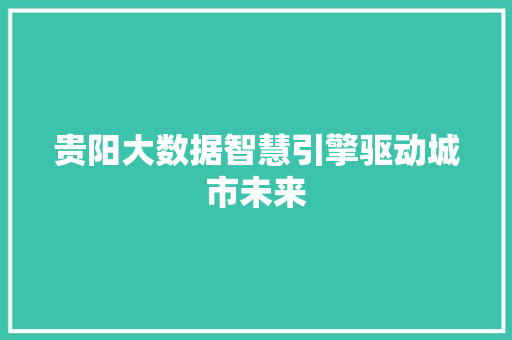 贵阳大数据智慧引擎驱动城市未来  第1张