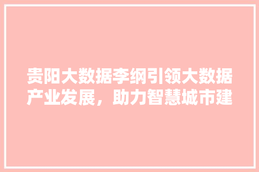 贵阳大数据李纲引领大数据产业发展，助力智慧城市建设  第1张