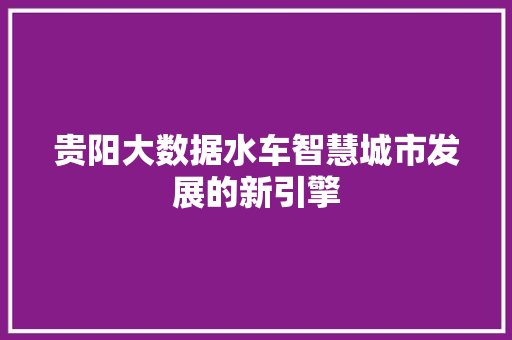 贵阳大数据水车智慧城市发展的新引擎  第1张