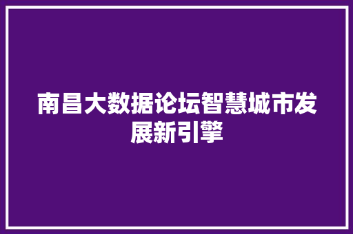 南昌大数据论坛智慧城市发展新引擎