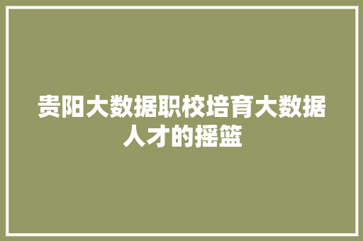 贵阳大数据职校培育大数据人才的摇篮  第1张