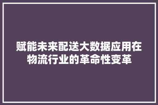 赋能未来配送大数据应用在物流行业的革命性变革