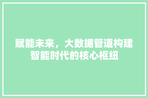 赋能未来，大数据管道构建智能时代的核心枢纽