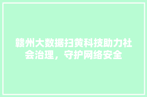 赣州大数据扫黄科技助力社会治理，守护网络安全