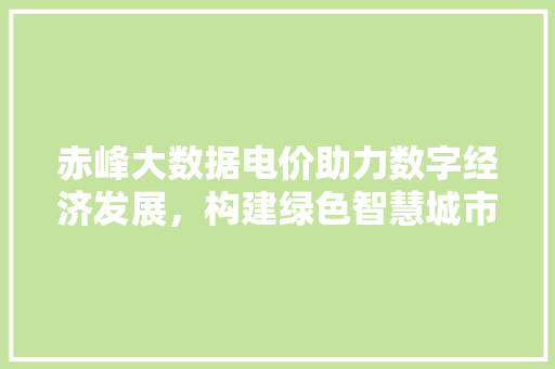 赤峰大数据电价助力数字经济发展，构建绿色智慧城市