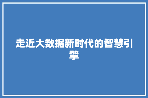 走近大数据新时代的智慧引擎  第1张