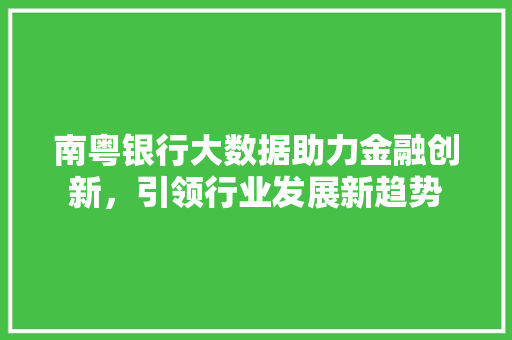 南粤银行大数据助力金融创新，引领行业发展新趋势