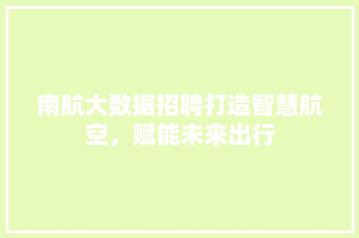 南航大数据招聘打造智慧航空，赋能未来出行