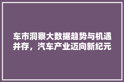 车市洞察大数据趋势与机遇并存，汽车产业迈向新纪元