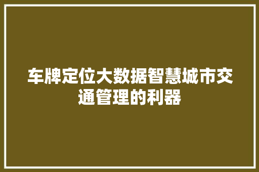 车牌定位大数据智慧城市交通管理的利器