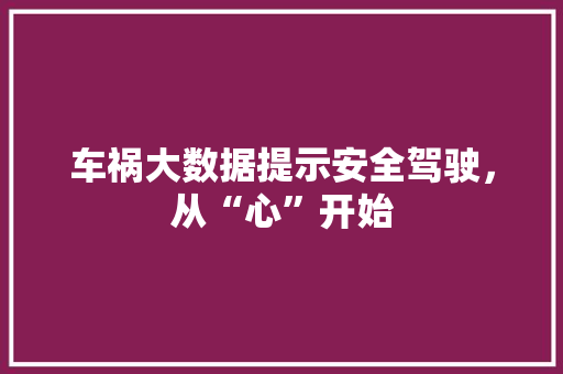 车祸大数据提示安全驾驶，从“心”开始