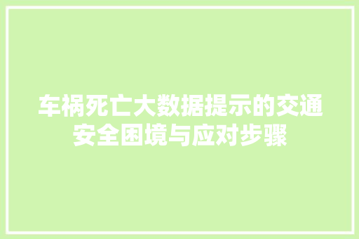 车祸死亡大数据提示的交通安全困境与应对步骤