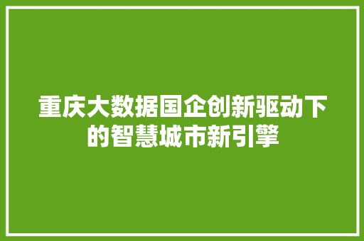 重庆大数据国企创新驱动下的智慧城市新引擎  第1张