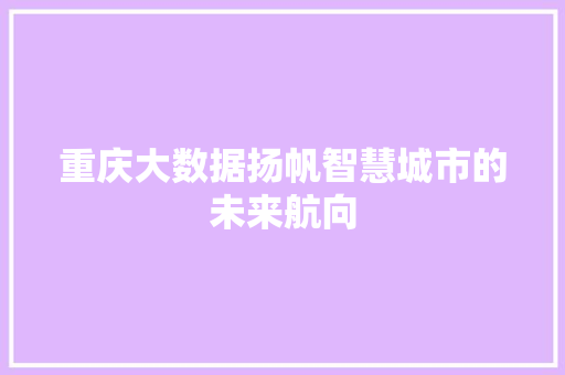重庆大数据扬帆智慧城市的未来航向  第1张