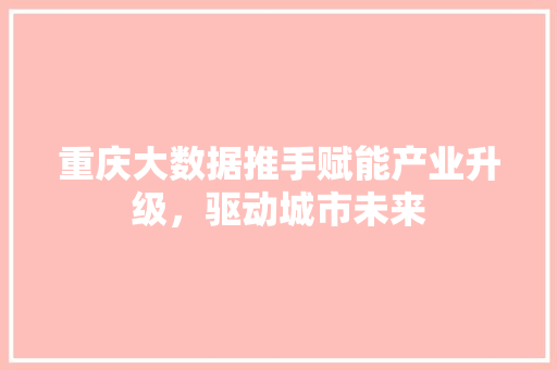 重庆大数据推手赋能产业升级，驱动城市未来  第1张