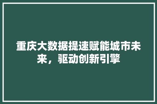 重庆大数据提速赋能城市未来，驱动创新引擎