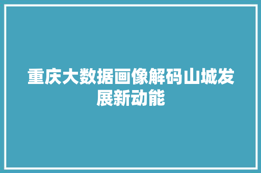 重庆大数据画像解码山城发展新动能  第1张
