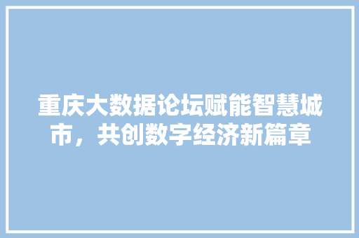 重庆大数据论坛赋能智慧城市，共创数字经济新篇章  第1张