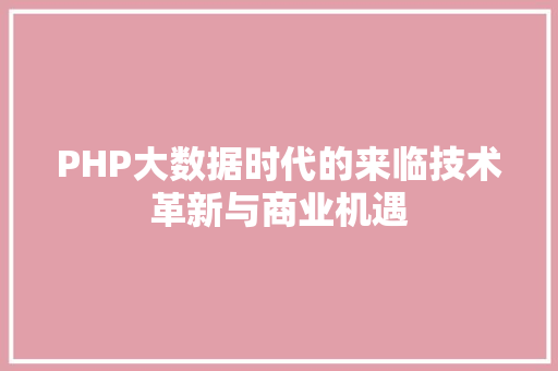 PHP大数据时代的来临技术革新与商业机遇