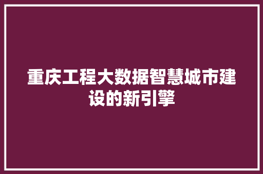重庆工程大数据智慧城市建设的新引擎  第1张