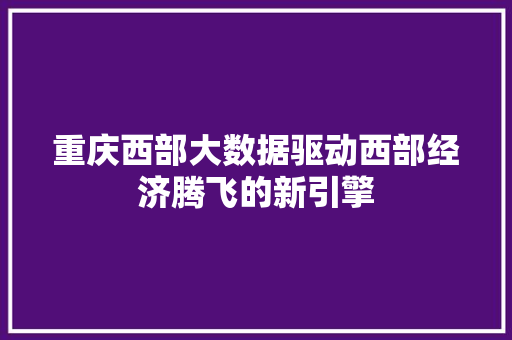重庆西部大数据驱动西部经济腾飞的新引擎  第1张